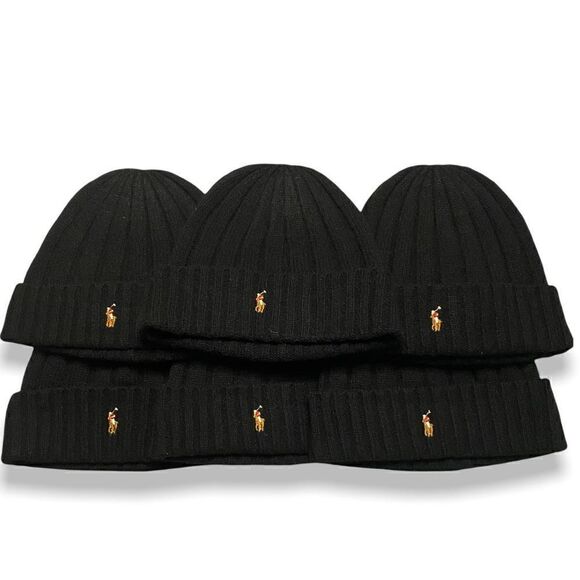 Polo Ralph Lauren Mens Signature Merino Wool Cuffed Beanie Black One Size (b) - Picture 8 of 9